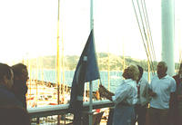 BoBo raising the Knarr flag for the 1986 IKC