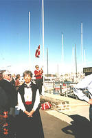 The Danes are raising their flag at IKC 1989 with Else Bakke